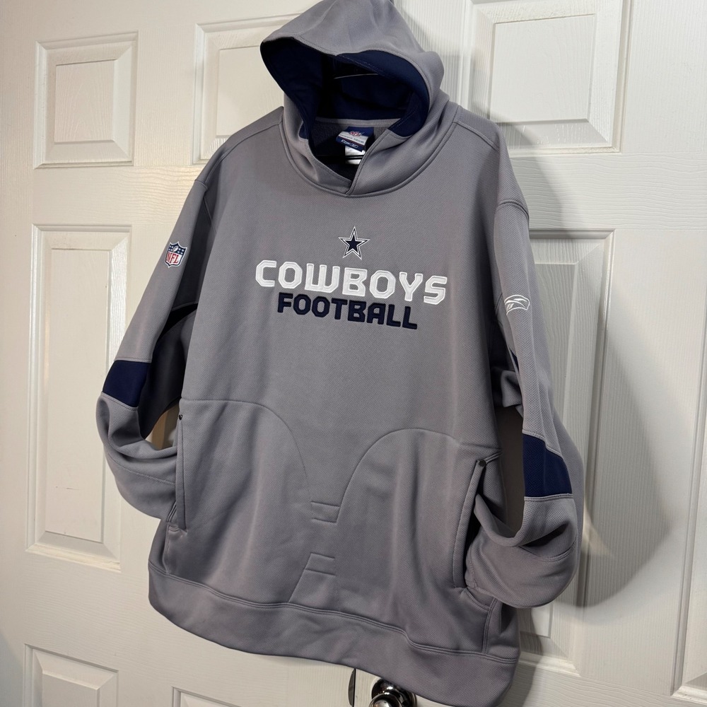 NFL Heavy Dallas Cowboys Authentic Sideline Reebok Hoodie Gray Men's XL EUC - Picture 2 of 10